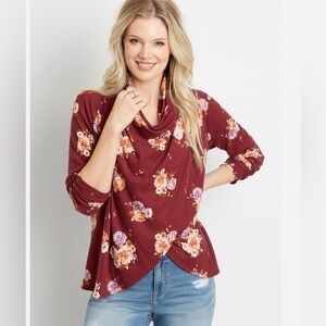 Maurices Burgundy Floral Knit Top